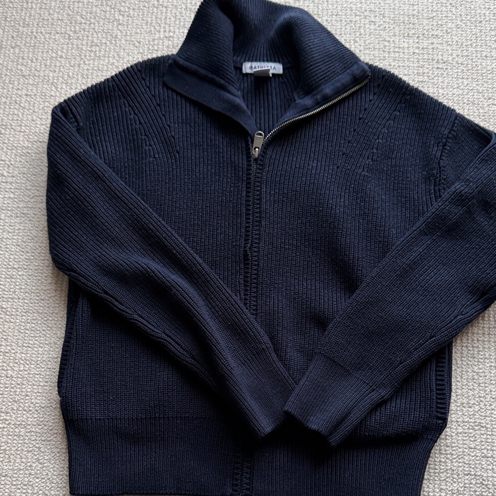 Athleta Navy Zip-Up Sweater